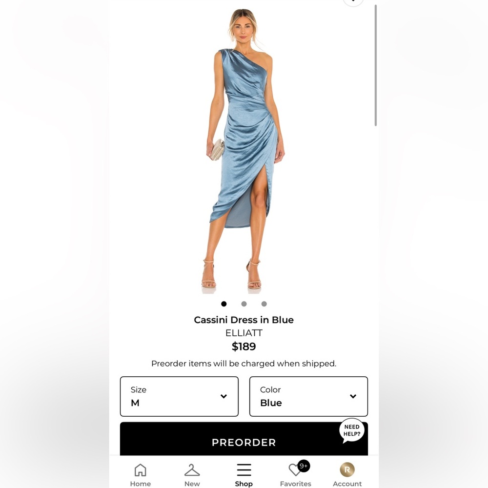 ELLIATT Cassini Satin Draped Midi Dress in Light Blue